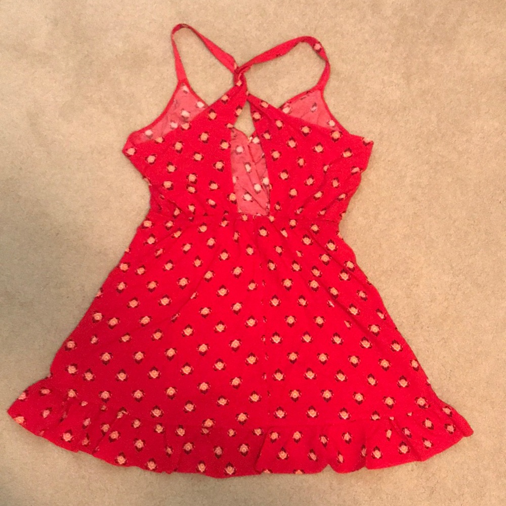 Express Red Ruffled Mini Dress - Picture 2 of 3